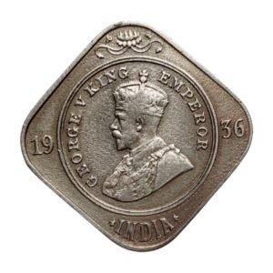 2 Annas George V King Emperor 1918-1936 CE Copper-Nickel Old Coin, British India Coinage