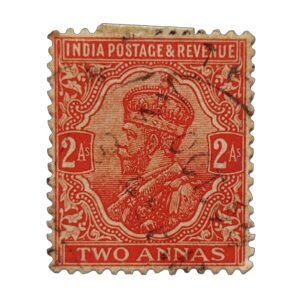 This Vintage British India 2 Annas King George V Postage Stamp