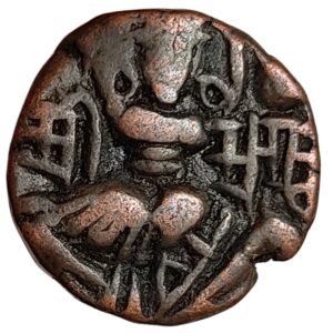 Queen of Kashmir - Sugandha Rani Bronze Ae Stater - Post-Hunnic dynasties of Kashmir (Indian Northern Dynasties)