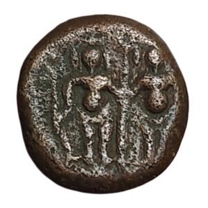 Beautiful South India Coin - portraits of Lord Rama and Lakshmana with a sacred lingam reverse from the Shivaganga Rajas