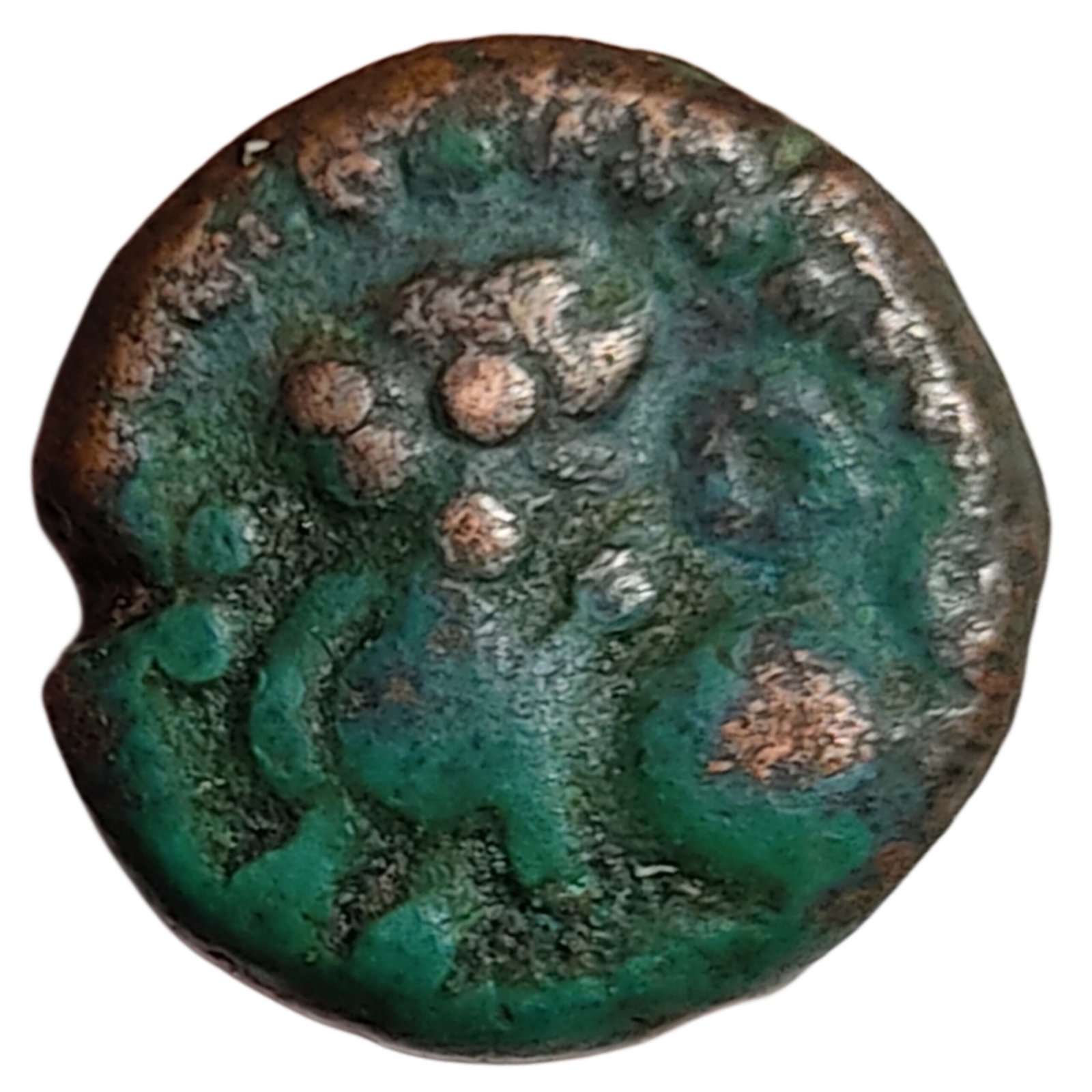 Vijayanagar Empire Tuluva Dynasty Krishna Devaraya - South India Copper Kasu Coin (1)