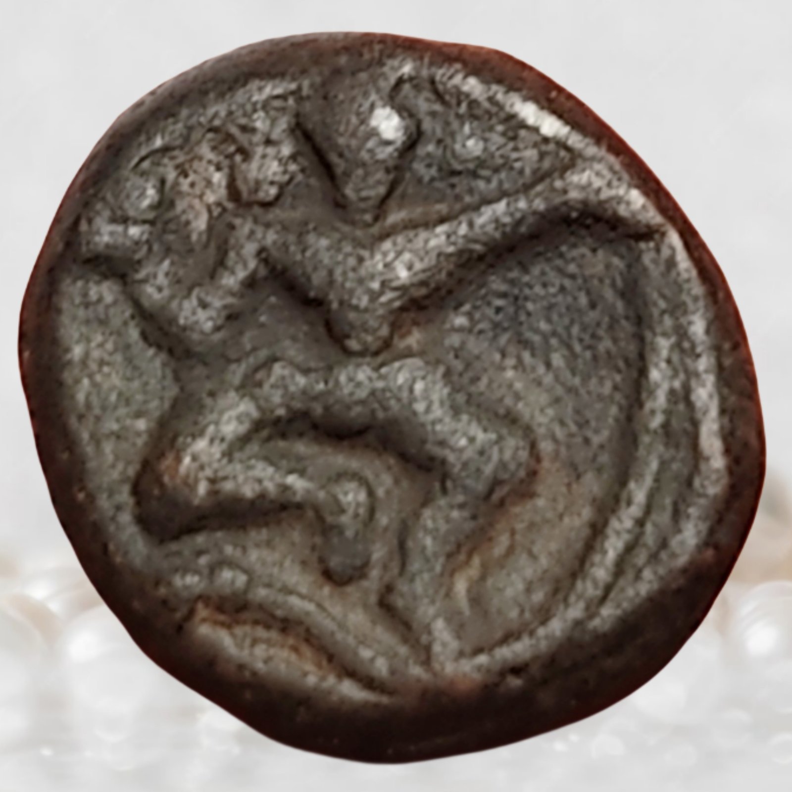 Dancing Krishna Madurai Nayakas 17th Century Copper Kasu (2)