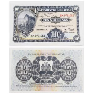 Gibraltar 50 Pence / 10 Shillings Banknote (World Tourism Year)