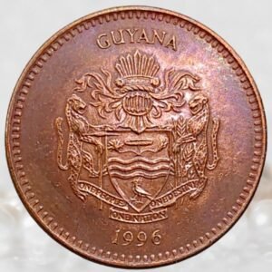 Guyana 5 Dollars Coin 1996 Copper Plated Steel Collectible