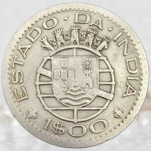Portuguese India 1 Escudo Nickel Brass Coin Estado da India Republica Portuguesa Colonial Issue