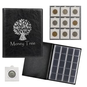 Coin Album 200 Coins Capacity High Quality Durable Pockets 12.5 x 10 Inch Standard Size Secure Storage for Coin Holders Ideal for Numismatic Collection & Display