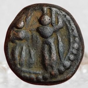 Beautiful South India Coin – portraits of Shiva & Parvathi with a sacred lingam reverse from the Raja Sivaganga Nayaks