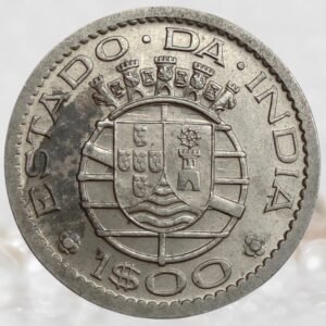 Portuguese India UNC Condition 1 Escudo Nickel Brass Coin Estado da India Republica Portuguesa Colonial Issue