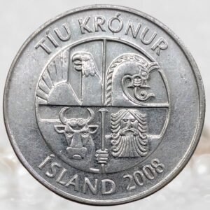 Iceland Republic 10 Krónur Coin Nickel Plated Steel Collectible