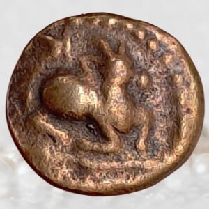 Kingdom of Madurai Virrapa Nayaka 1609–1623 CE Copper 1 Kasu Coin Seated Nandi facing right