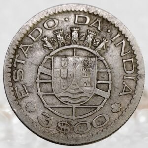 Portuguese India 3 Escudos Nickel Brass Coin Estado da India Republica Portuguesa Colonial Issue