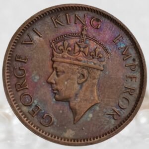 Rainbow Colour Toning ¼ Anna British India King George VI Copper Coin