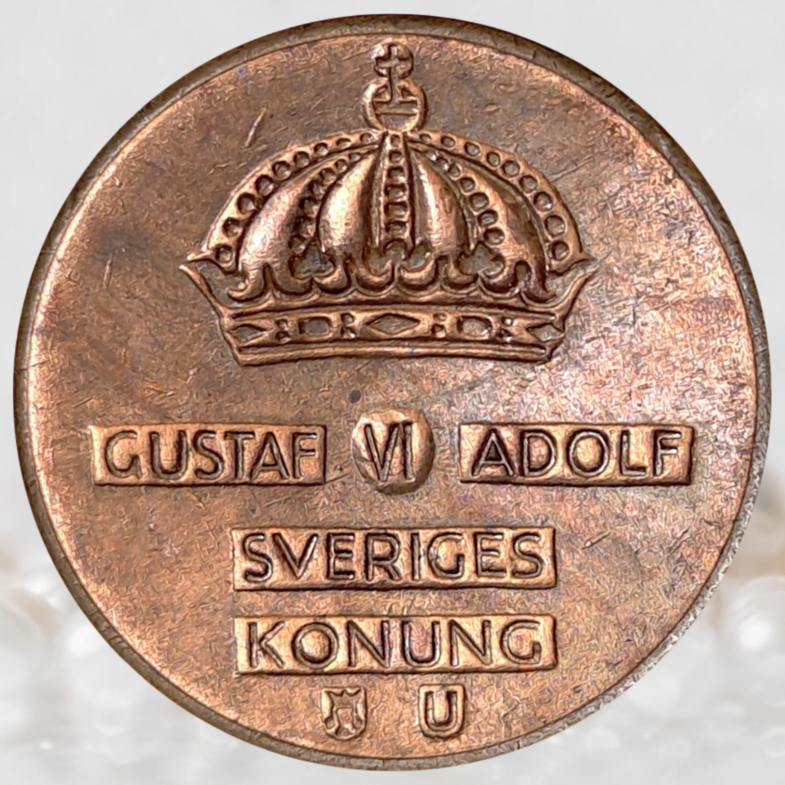 Sweden King Gustaf VI Adolf 2 Öre Coin Bronze Collectible (2)