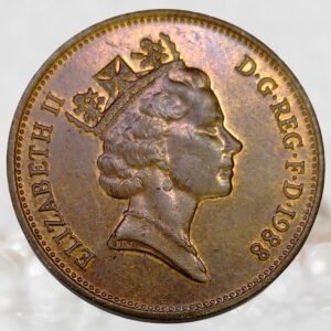 United Kingdom Queen Elizabeth II 3rd Portrait 2 Pence Coin Bronze Collectible