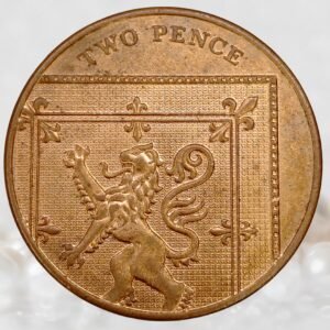 United Kingdom Queen Elizabeth II 4th Portrait Royal Shield 2 Pence Coin Copper Plated Steel Collectible