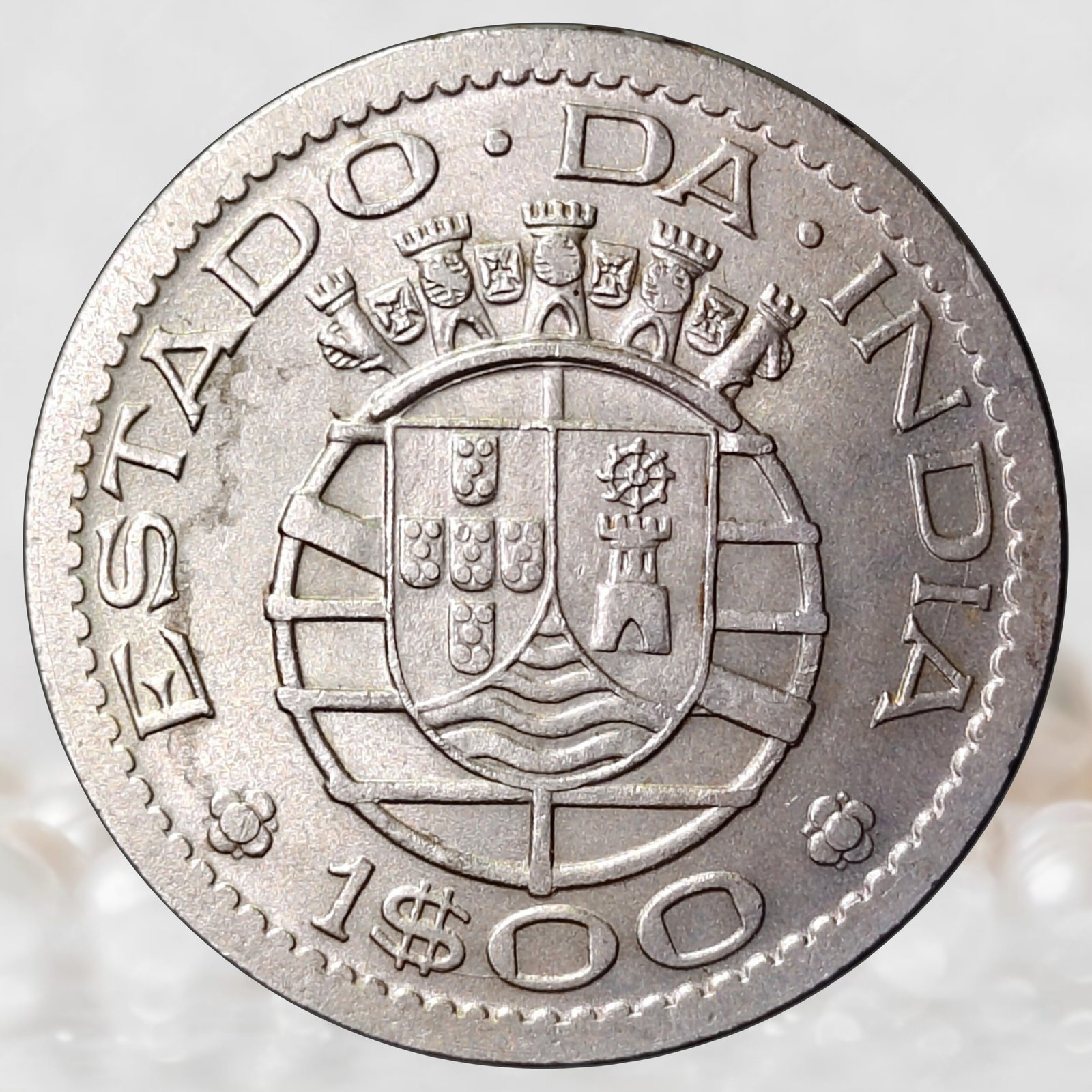 Portuguese India 1 Escudo Nickel Brass Coin Estado da India Republica Portuguesa Colonial Issue (1)