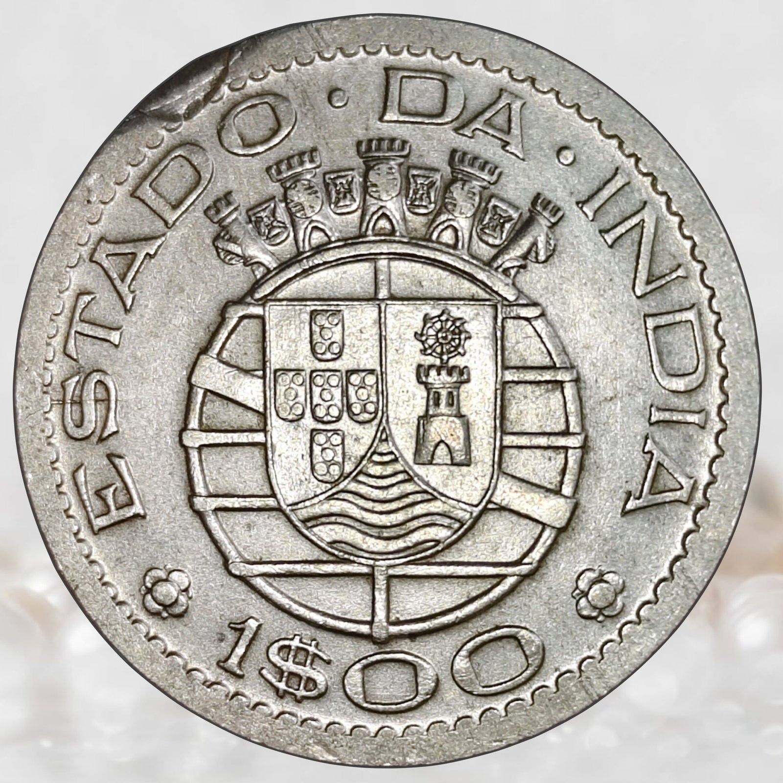 Portuguese India 1 Escudo Nickel Brass Coin Estado da India Republica Portuguesa Colonial Issue (1)