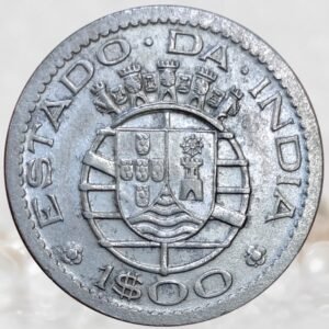Portuguese India 1 Escudo Nickel Brass Coin Estado da India Republica Portuguesa Colonial Issue