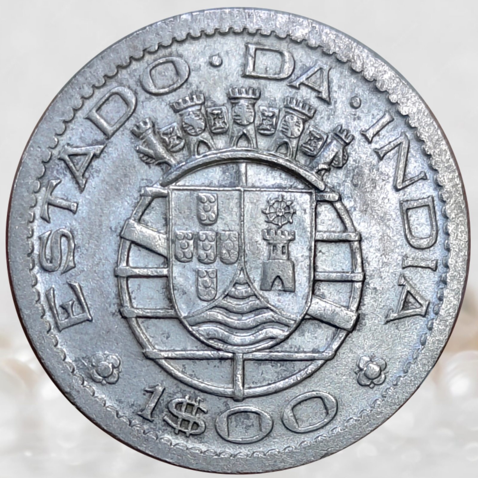 Portuguese India 1 Escudo Nickel Brass Coin Estado da India Republica Portuguesa Colonial Issue (3)