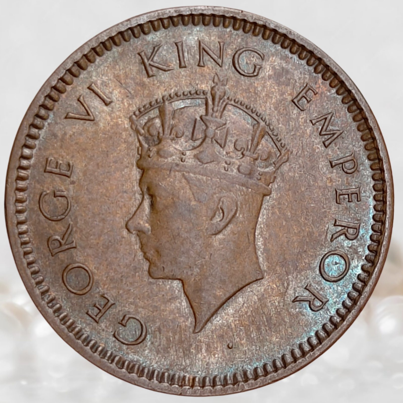 ½ Pice King George VI British India Bronze Coin (1)