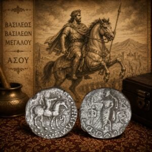 Indo-Scythian Kingdom King Azes II c. 35 BCE - 12 BCE Silver 1 Drachm Historical Coin