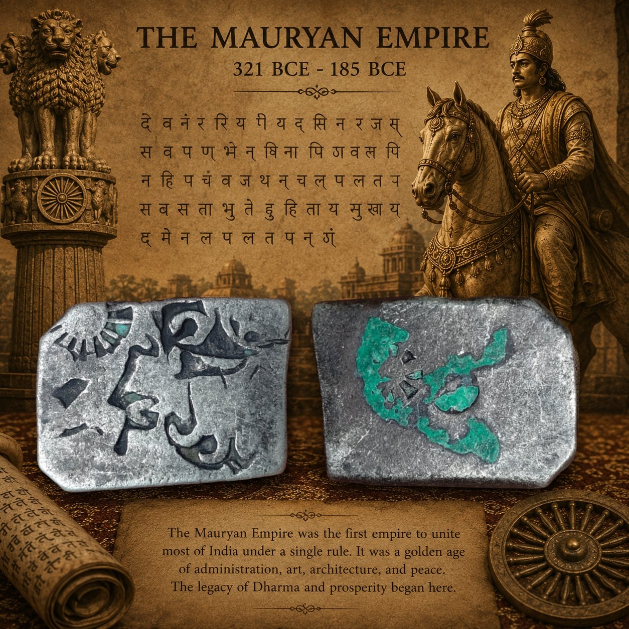 Magadha Janapada Mauryan Empire 322 to 185 BCE Silver Karshapana Coin (1)