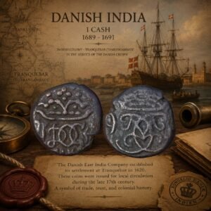 Danish India Christian V (1689–1691 AD) Copper 1 Cash (1 Kas) Historical Coin
