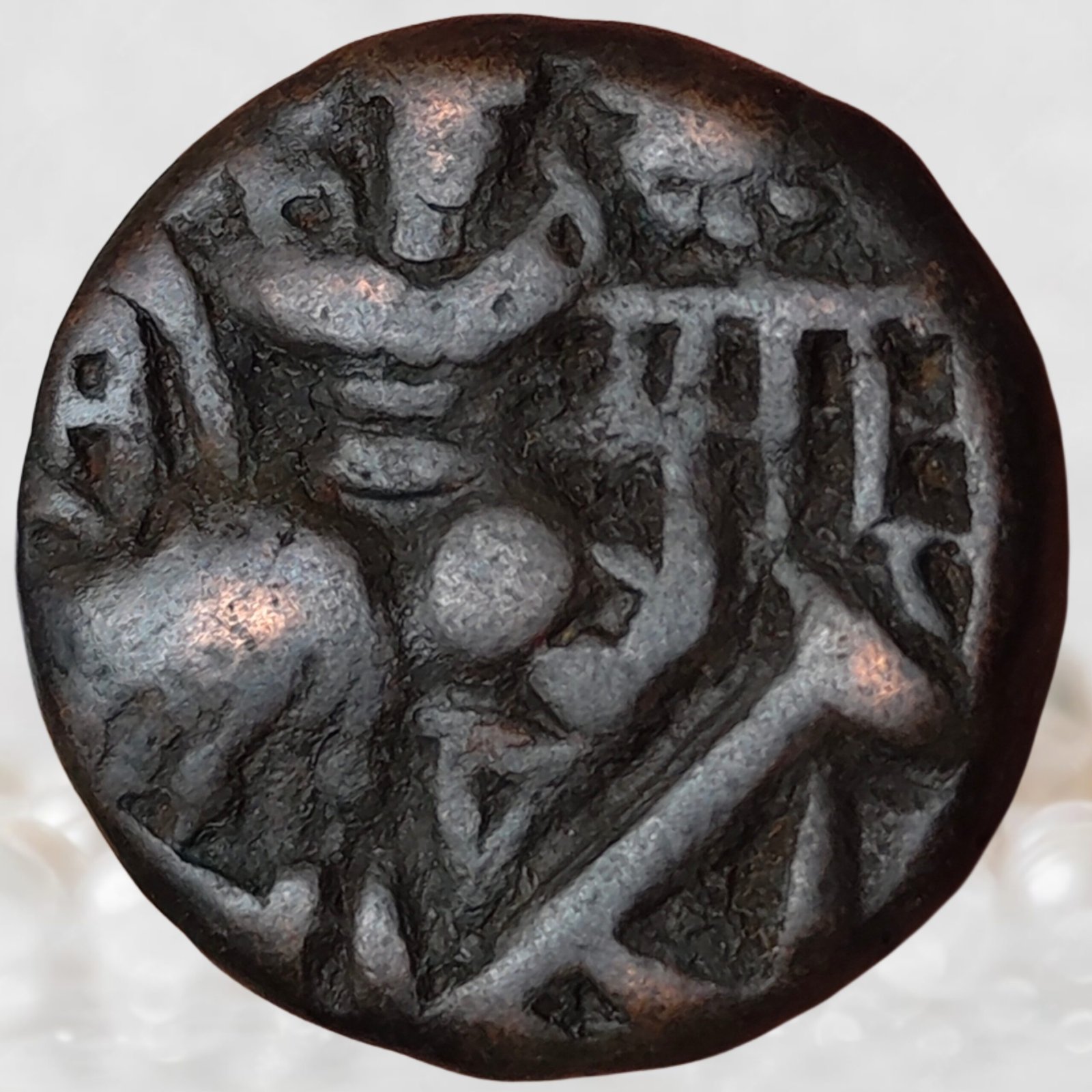 Queen of Kashmir - Sugandha Rani Bronze Ae Stater - Post-Hunnic dynasties of Kashmir (Indian Northern Dynasties) (2)
