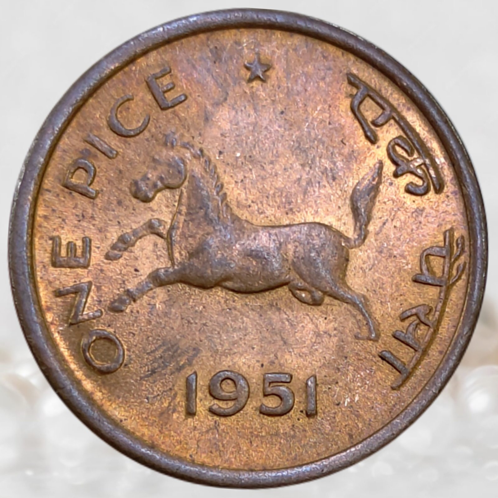 Republic India UNC 1 Pice Bronze Historical Coin of 1950 to 1955 CE (1)