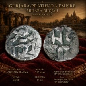 Mihara Bhoja I Gurjara-Pratihara Empire c. 836-885 AD Silver Dramma Coin