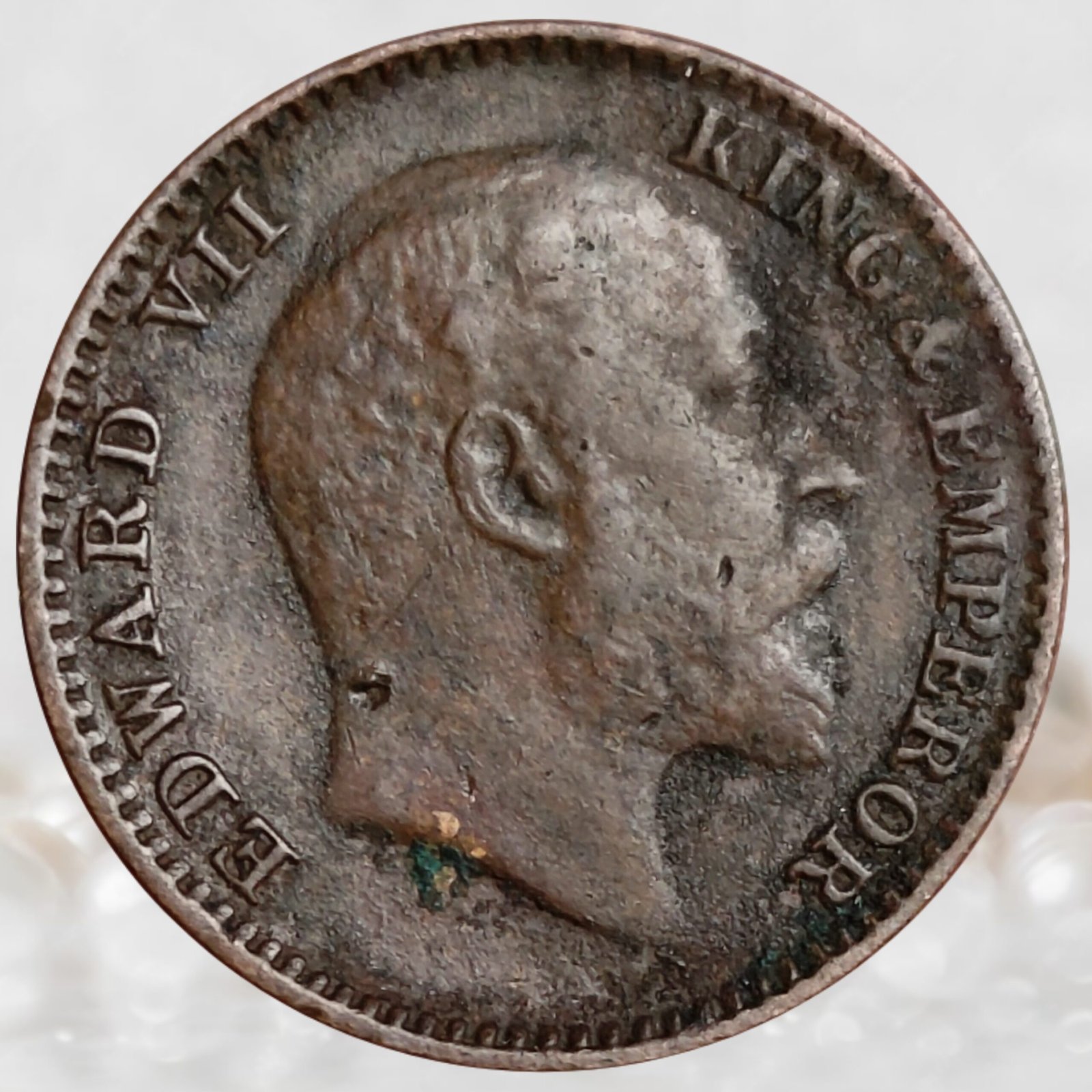 1 12 Anna King Edward VII British India 1908 AD Bronze Coin (1)