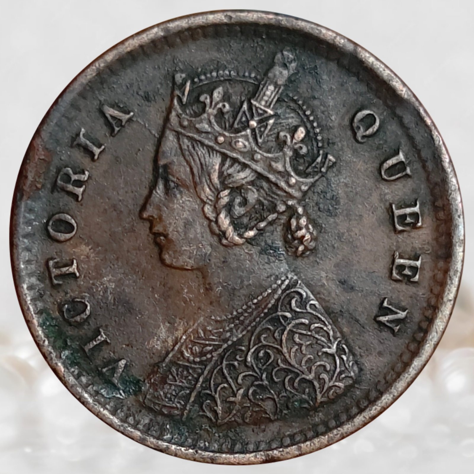 112 Anna Queen Victoria British India 1862 AD Copper Coin (2)