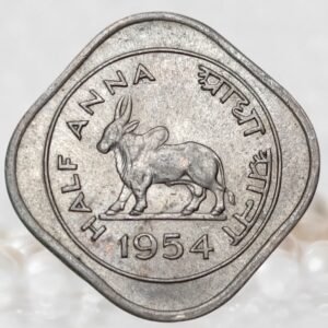 Half Anna UNC Condition Republic of India 1954 AD Copper-Nickel Bombay Mint Coin