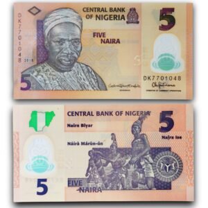 Nigeria 5 Naira Banknote Polymer Currency Vintage Collectible World Banknote