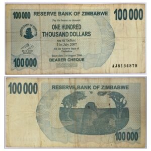 Zimbabwe 100 000 Dollars Banknote Vintage Collectible Paper Currency