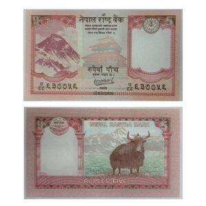 Nepal 5 Rupees Banknote Vintage Collectible Paper Currency