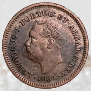 Portuguese India ⅛ Tanga - Louis I Calcutta Mint 1884 AD Copper Coin