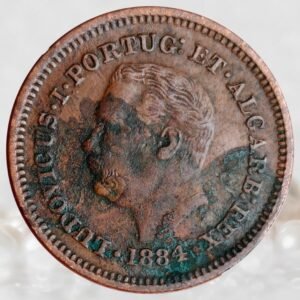 Portuguese India ⅛ Tanga - Louis I Calcutta Mint 1884 AD Copper Coin