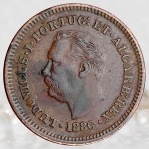 Portuguese India ⅛ Tanga - Louis I Calcutta Mint 1886 AD Copper Coin