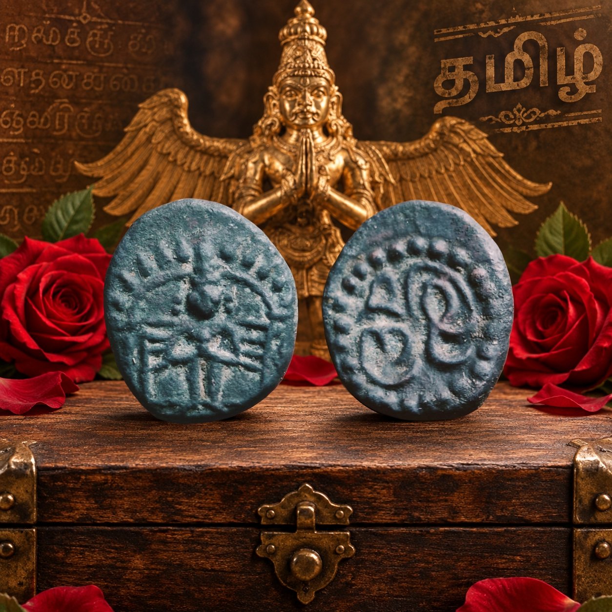 Standing Garuda Madurai Nayaks Muthu Virappa Nayaka Copper Kasu Coin