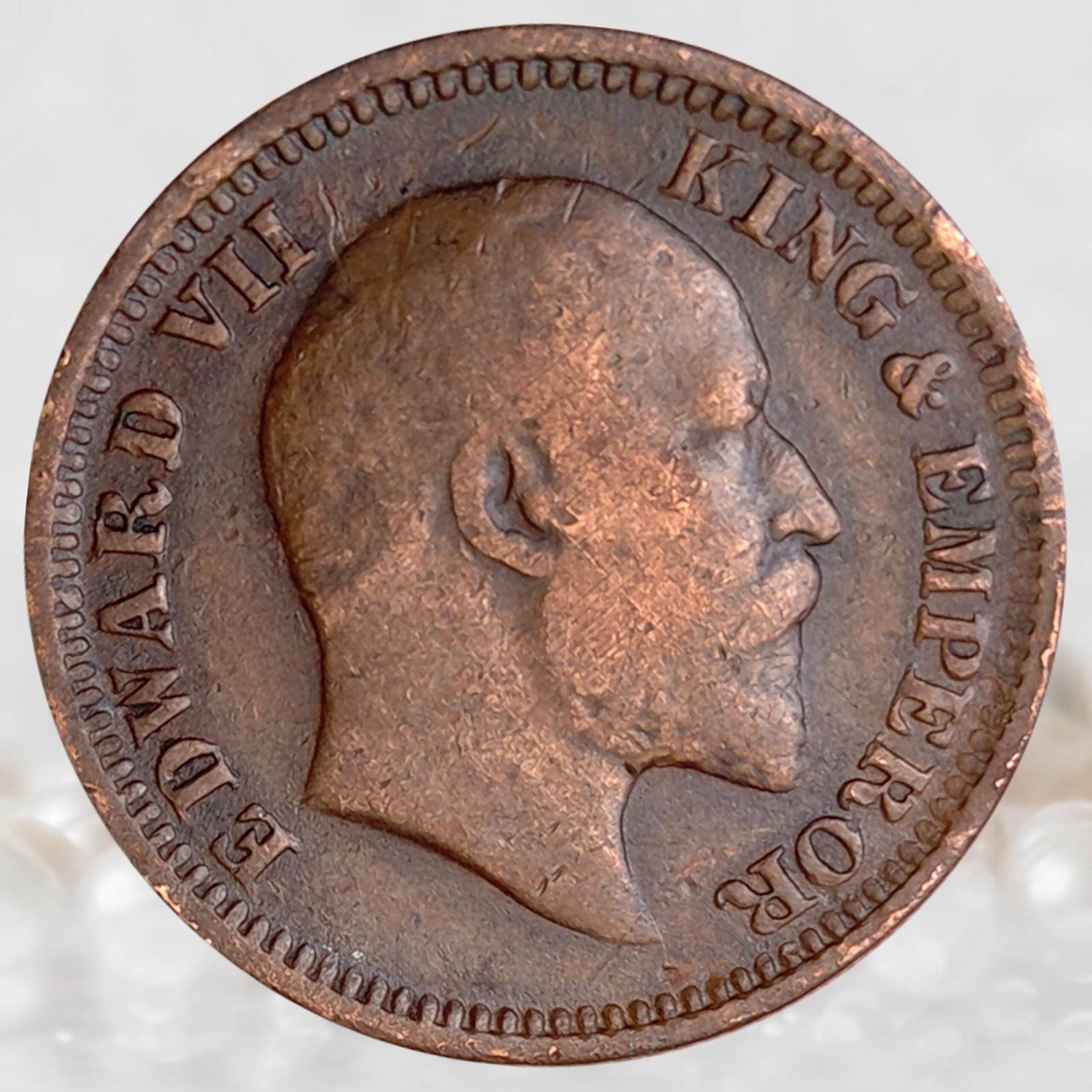 ½ Pice King Edward VII British India 1903 AD Copper Coin (2)