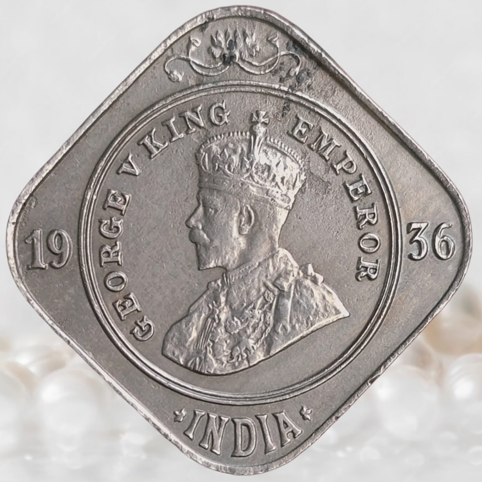 2 Annas King George V British India 1936 AD Copper-Nickel Coin (1)
