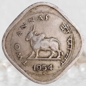2 Annas Republic of India 1954 AD Bombay mint Copper-Nickel Bull type Historical Coin