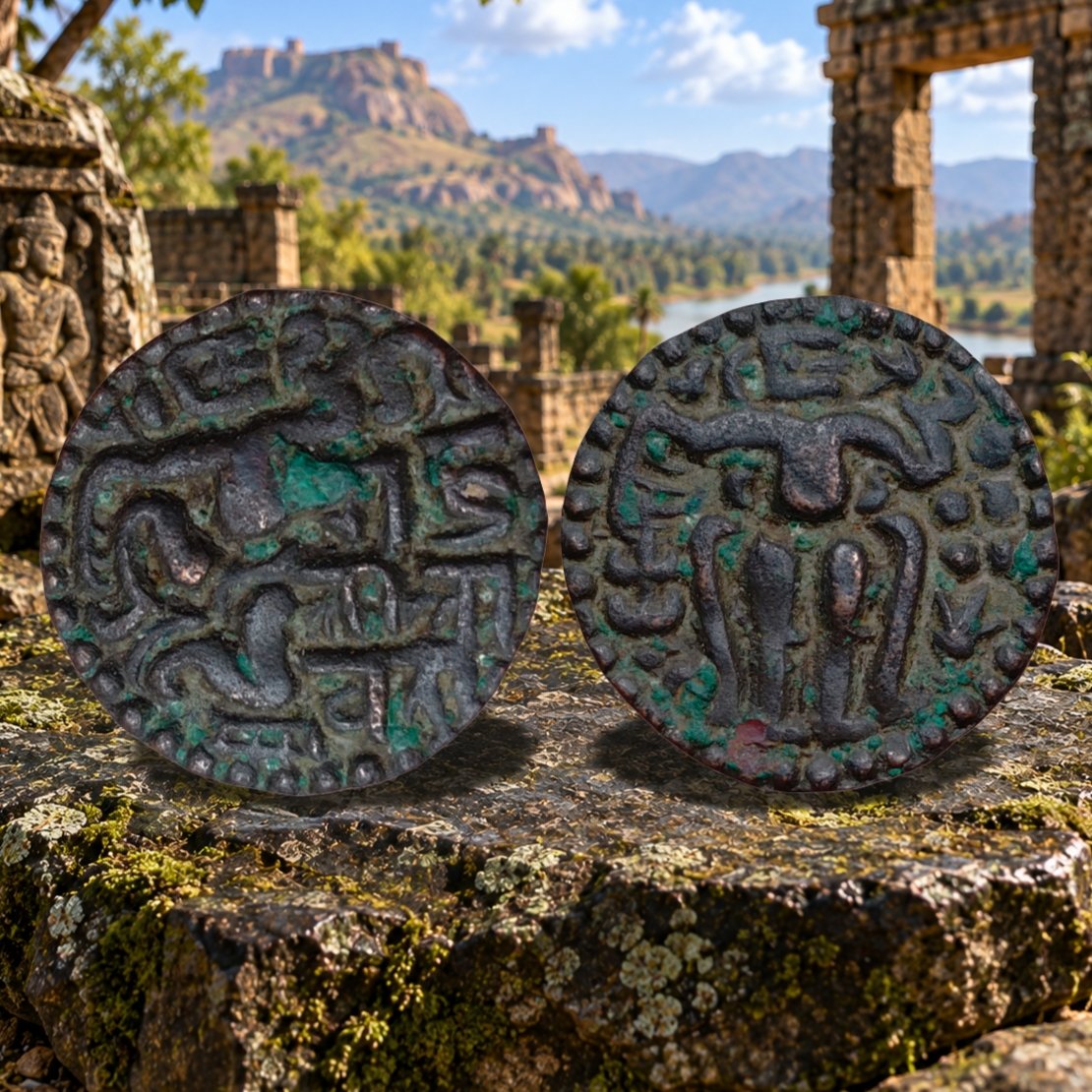 Ceylon Chola Queen Lilavati - Dambadeniya kingdom of Polonnaruwa Copper Massa Coin (1)