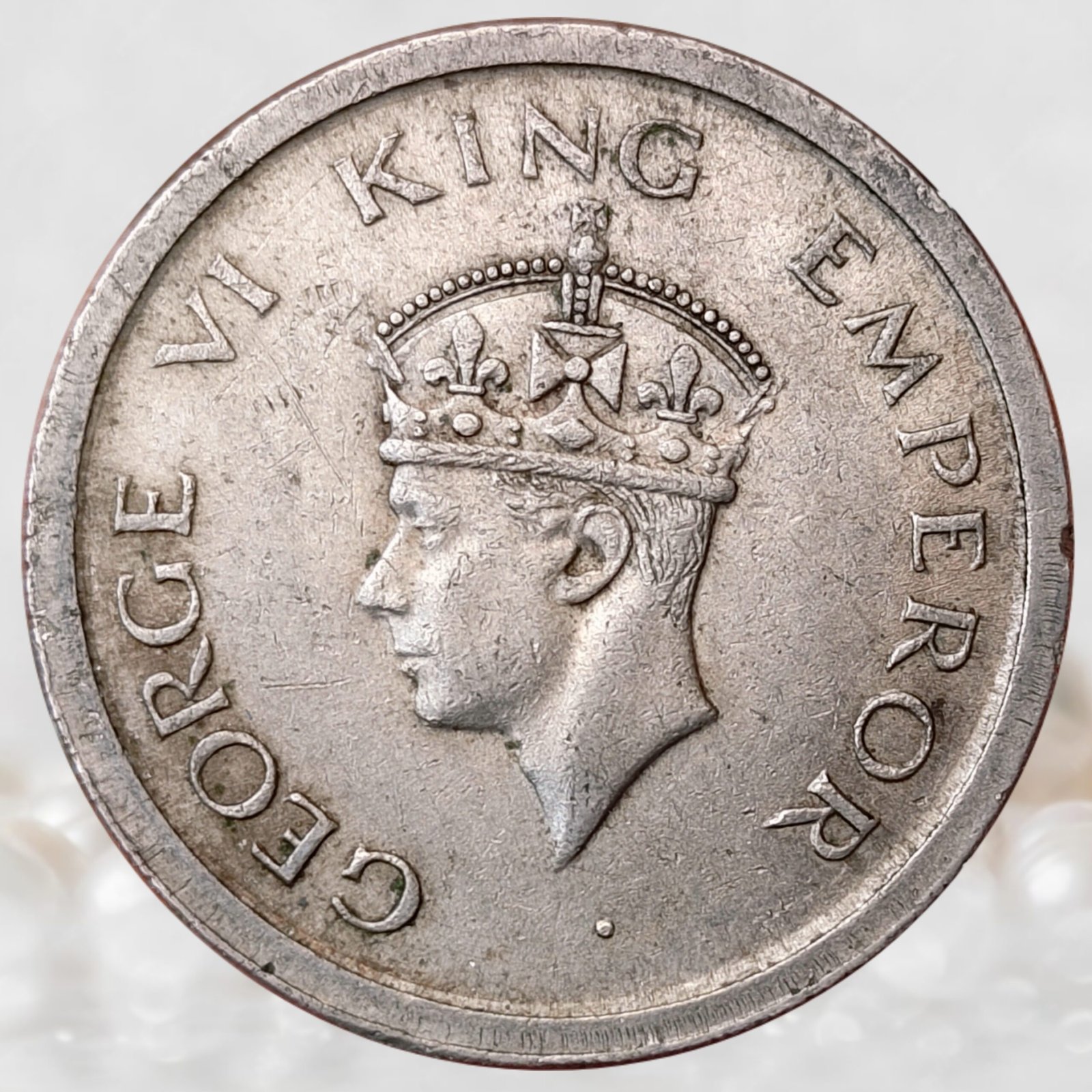 George VI - 1 Rupee British India 1947 AD Bombay Mint Historical Coin (1)