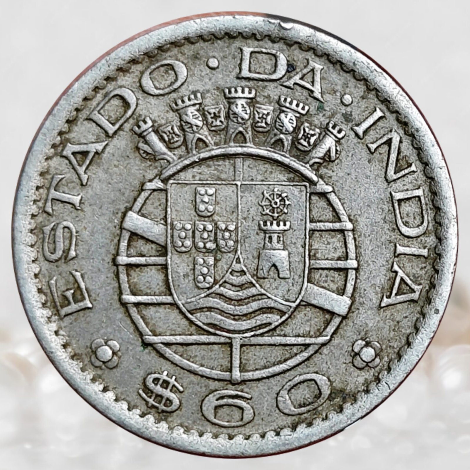 Goa-Portuguese India 60 Centavos Year 1959 Estado Da India Nickel Brass High Collectable Grade Coin (1)