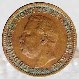 Portuguese India 1/4 Tanga King Luis I 1886 AD Copper Historical Coin