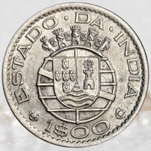 Portuguese India 1 Escudo Nickel Brass Coin Estado da India Republica Portuguesa Colonial Issue