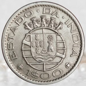 Portuguese India 1 Escudo Nickel Brass Coin Estado da India Republica Portuguesa Colonial Issue