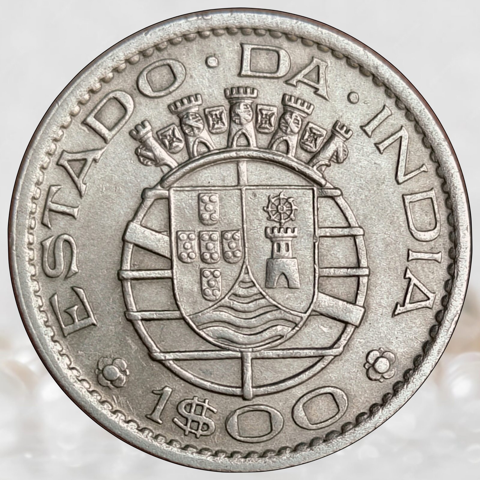 Portuguese India 1 Escudo Nickel Brass Coin Estado da India Republica Portuguesa Colonial Issue (4)